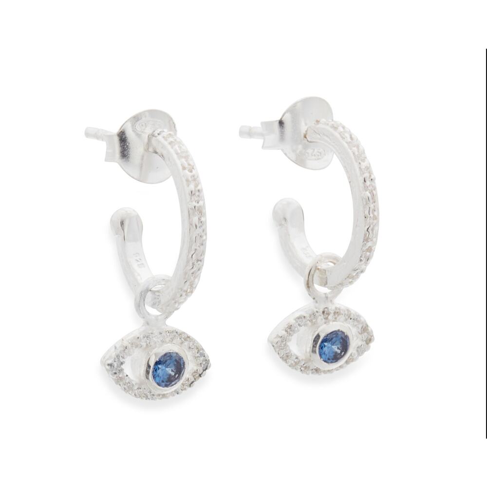 With Love Darling, Sparkly Eye Hoop Earring, NWT, Silver